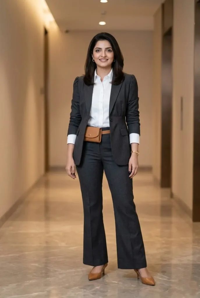 21+ Corporate Baddie Power Blazer Sets That Instantly Upgrade Your Work Outfit 2 Charcoal Blazer Set Women’s Modern Office Outfit