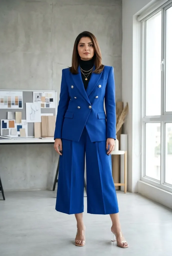 21+ Corporate Baddie Power Blazer Sets That Instantly Upgrade Your Work Outfit 6 Cobalt Blue Ensemble Women’s Creative Office Power Outfit