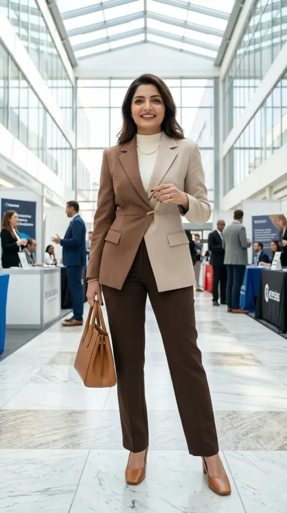 21 Career Fair Outfit Ideas Women Love for a Polished Look 7 Dual-Tone Precision Career Fair Outfit Women