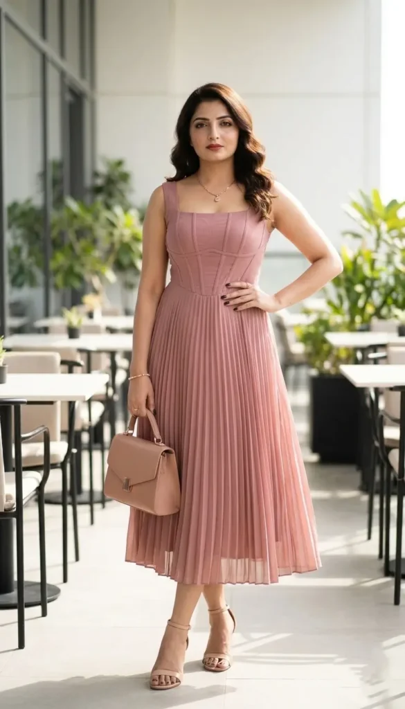 21+ Beautiful Spring Formal Outfits for Parties, Weddings 3 Dusty Rose Midi Dress Spring Formal Women’s Style