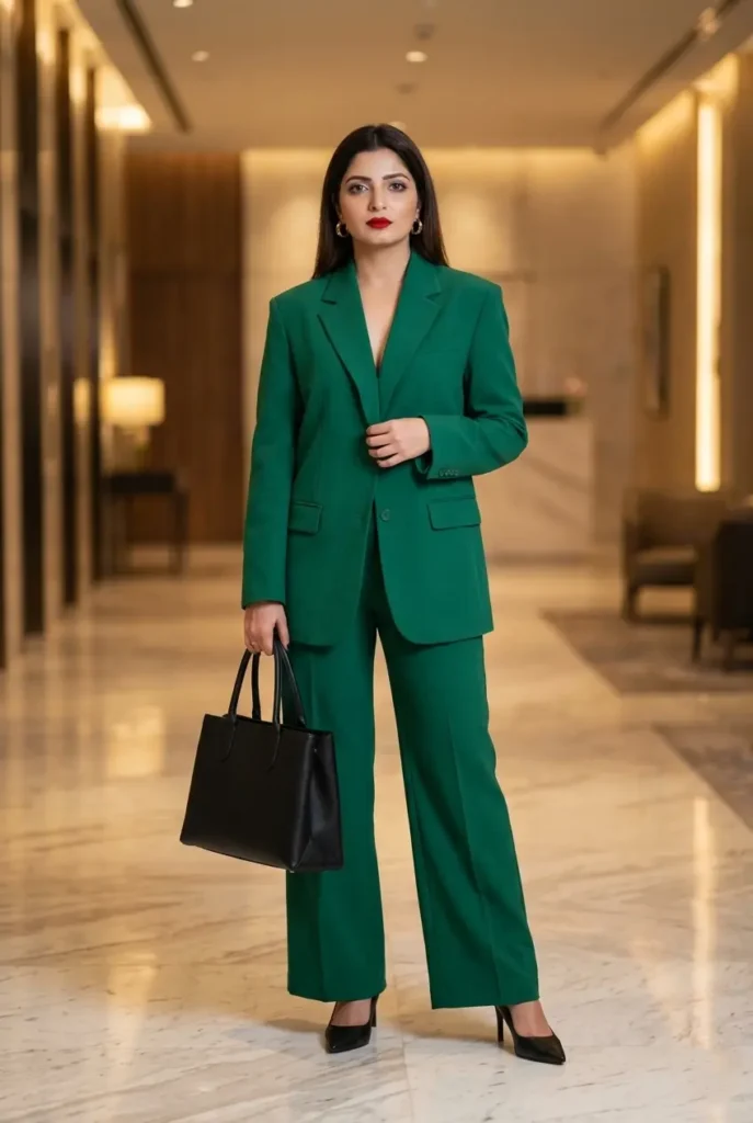 21+ Corporate Baddie Power Blazer Sets That Instantly Upgrade Your Work Outfit 4 Emerald Tailored Set Women’s Power Suit Outfit