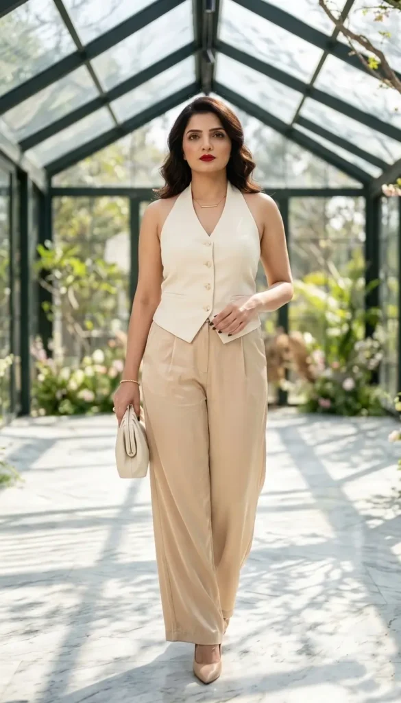 21+ Beautiful Spring Formal Outfits for Parties, Weddings 11 Halter Waistcoat Set Spring Formal Women