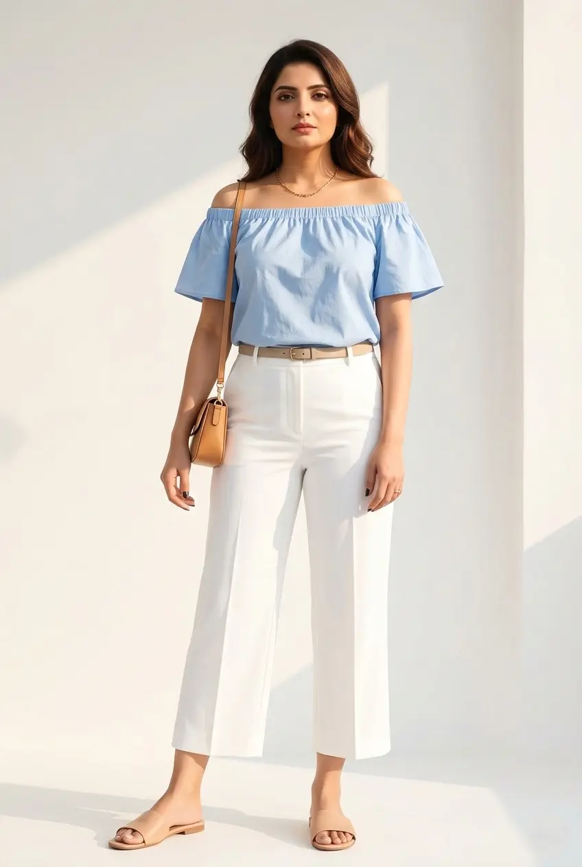 21 Casual Summer Outfit Ideas for Women in 2026 36 Off-Shoulder Blouse Culotte Pants summer outfits women casual women
