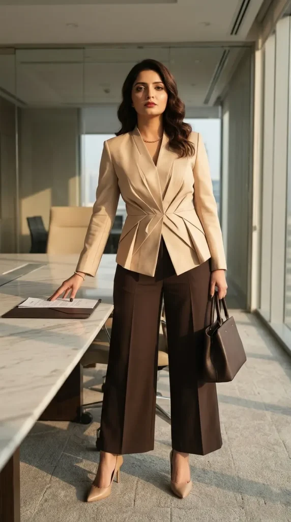 21+ Corporate Attire Women Outfits That Make Office Style Look Powerful and Chic 7 Origami Blazer Outfit Women Corporate Fashion