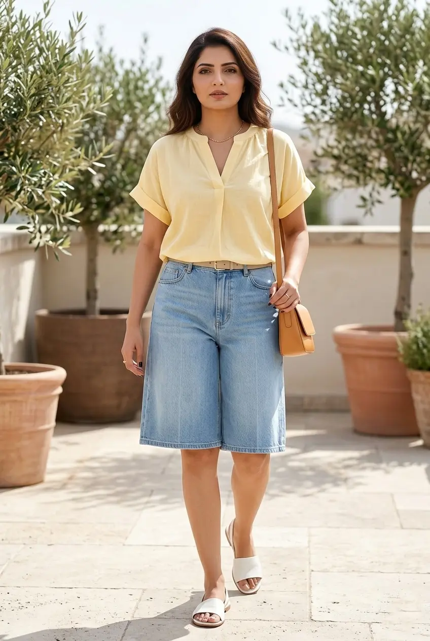 21 Casual Summer Outfit Ideas for Women in 2026 32 Popover Blouse Culotte Shorts summer outfits women casual women