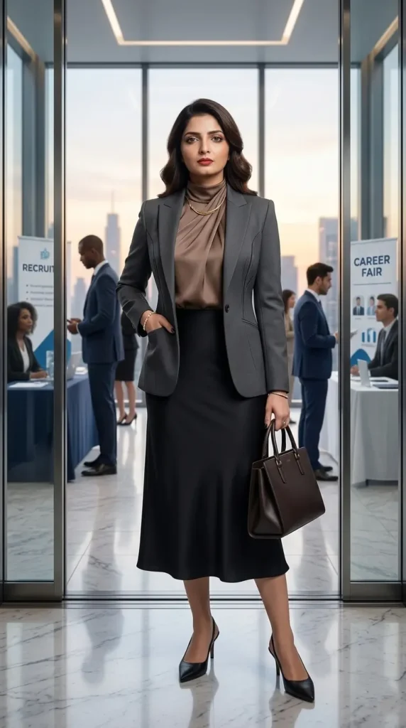 21 Career Fair Outfit Ideas Women Love for a Polished Look 11 Shadow Contour Office Siren Outfit Women