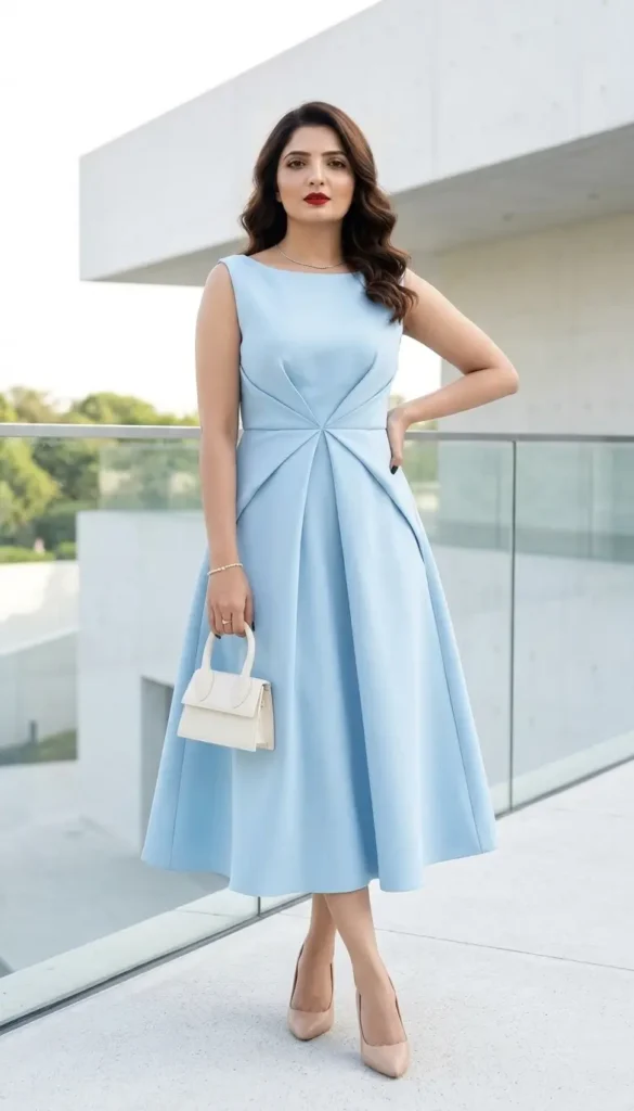 21+ Beautiful Spring Formal Outfits for Parties, Weddings 8 Sky-Blue Origami Dress Spring Formal Women