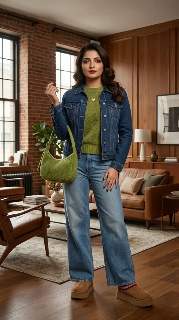 15+ Trending Green Outfit Ideas You Need to Try Right Now This Year 5 Cozy Denim Days Green Outfit Idea