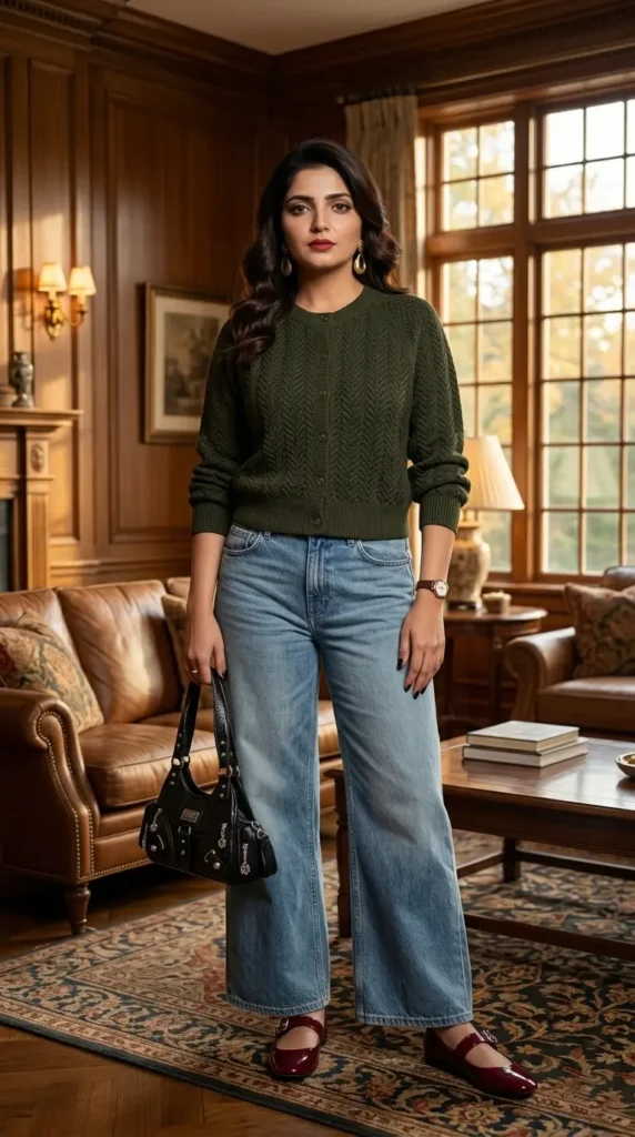 17+ Fall Cardigan Outfit Ideas You’ll Want to Wear All Season 13 Olive Cable Knit Fall Cardigan Outfit Ideas