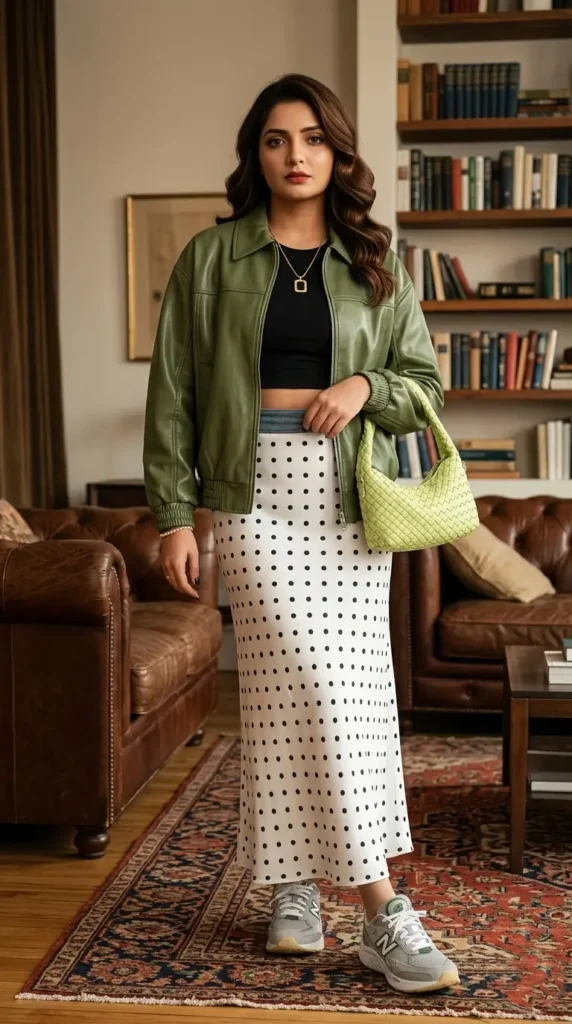 15+ Trending Green Outfit Ideas You Need to Try Right Now This Year 8 Polka Dot Perfection Green Outfit Idea