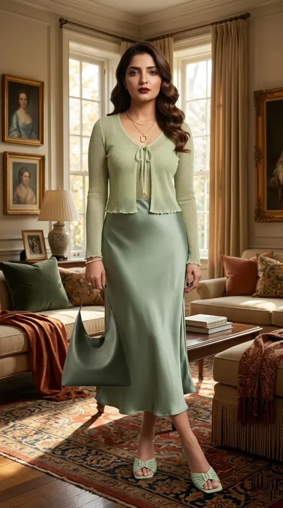 15+ Trending Green Outfit Ideas You Need to Try Right Now This Year 11 Sage Goddess Green Outfit Idea