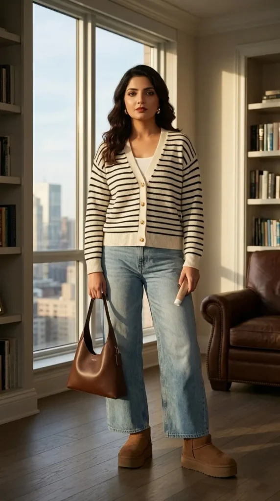 17+ Fall Cardigan Outfit Ideas You’ll Want to Wear All Season 5 Striped Classic Fall Cardigan Outfit Ideas