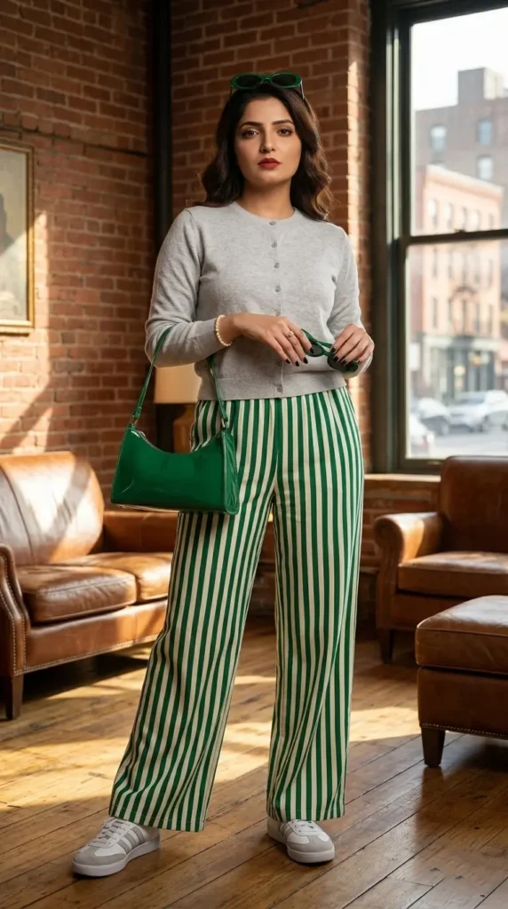 15+ Trending Green Outfit Ideas You Need to Try Right Now This Year 6 Striped & Street-Ready Green Outfit Idea