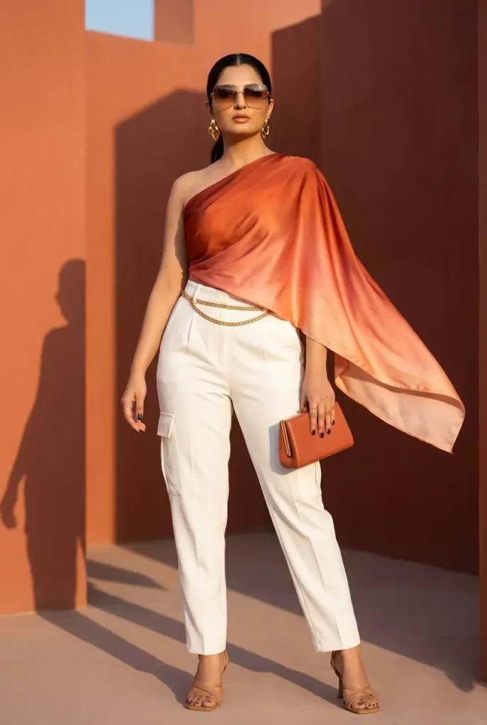 21+ Casual Summer Outfits for Women You’ll Want to Wear Every Day 4 Sunset Draped Statement Look