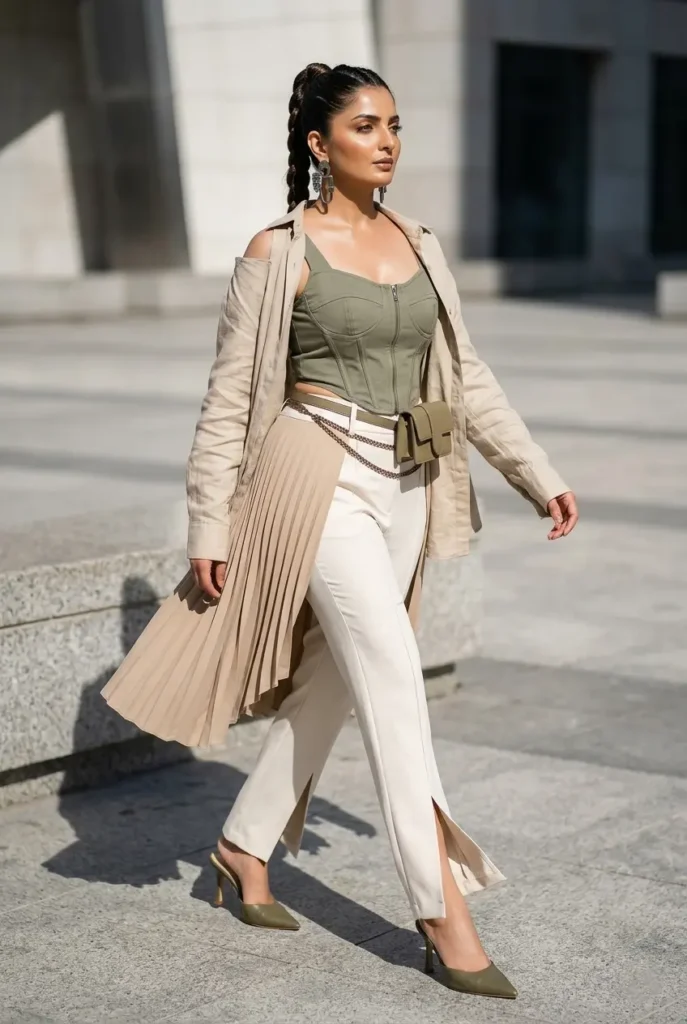21+ Casual Summer Outfits for Women You’ll Want to Wear Every Day 21 Utility Corset Split Trousers